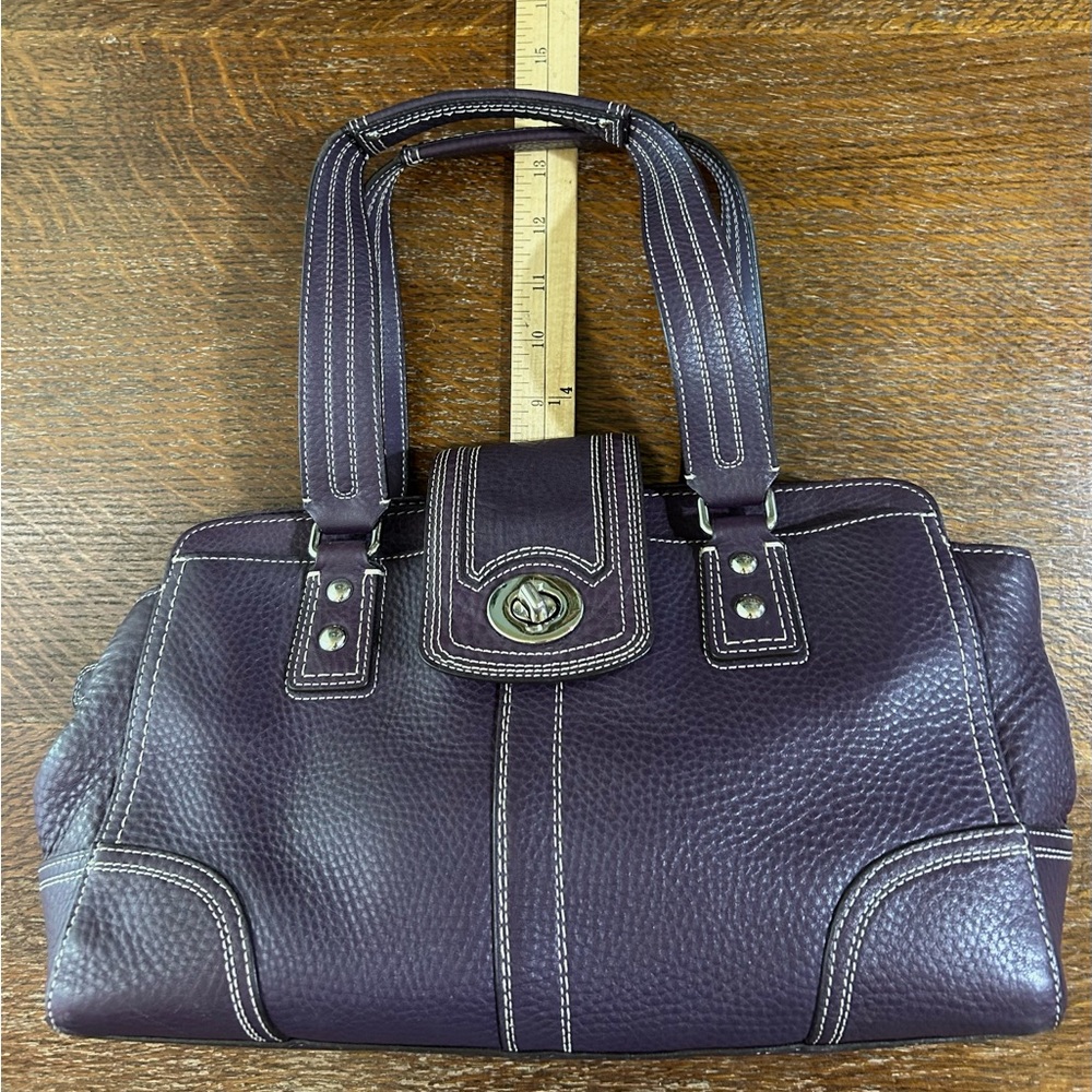 Coach Purple Pebbled Leather Satchel #F13961 Mint
